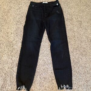 KanCan Black Frayed Hem Cropped Jeans